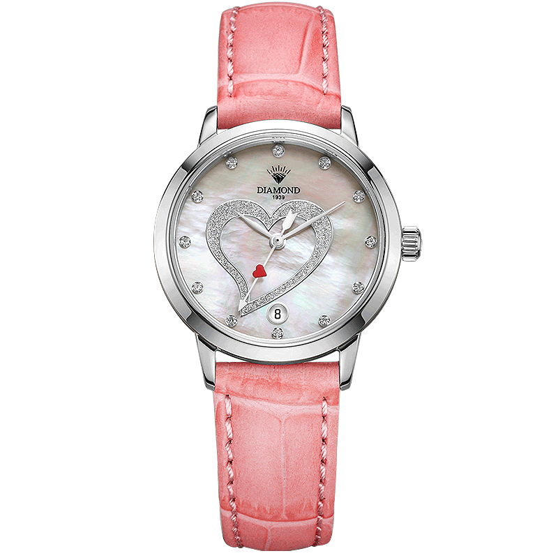 上海钻石牌手表女石英表女士手表防水时尚潮流水钻超薄款钻石手表WB2100粉色