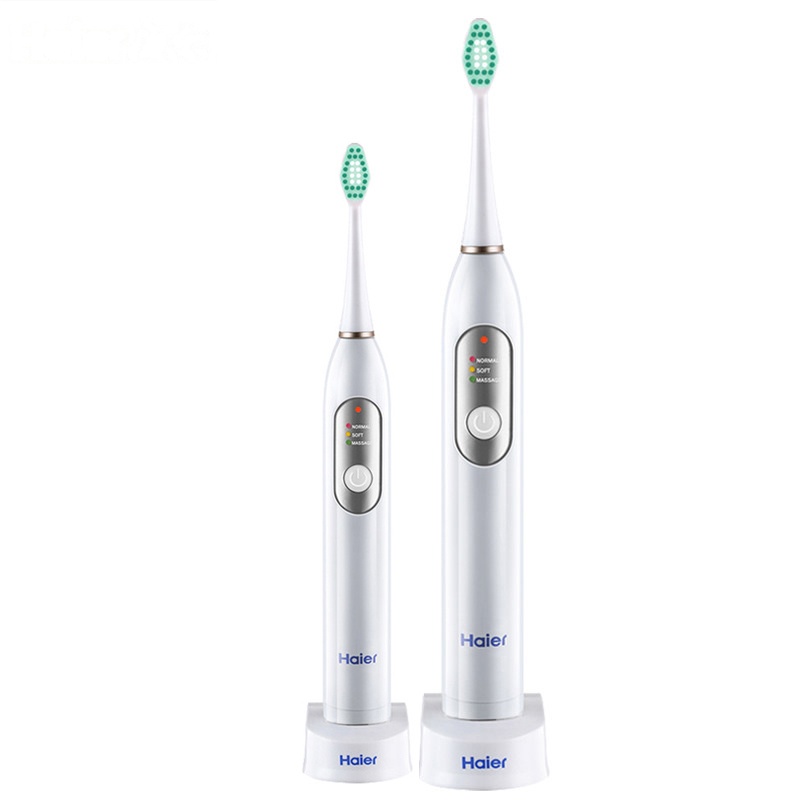 海尔(Haier) 电动牙刷 DY-06 成人充电式超声波牙刷自动防水美白震动软毛 银灰色 牙刷