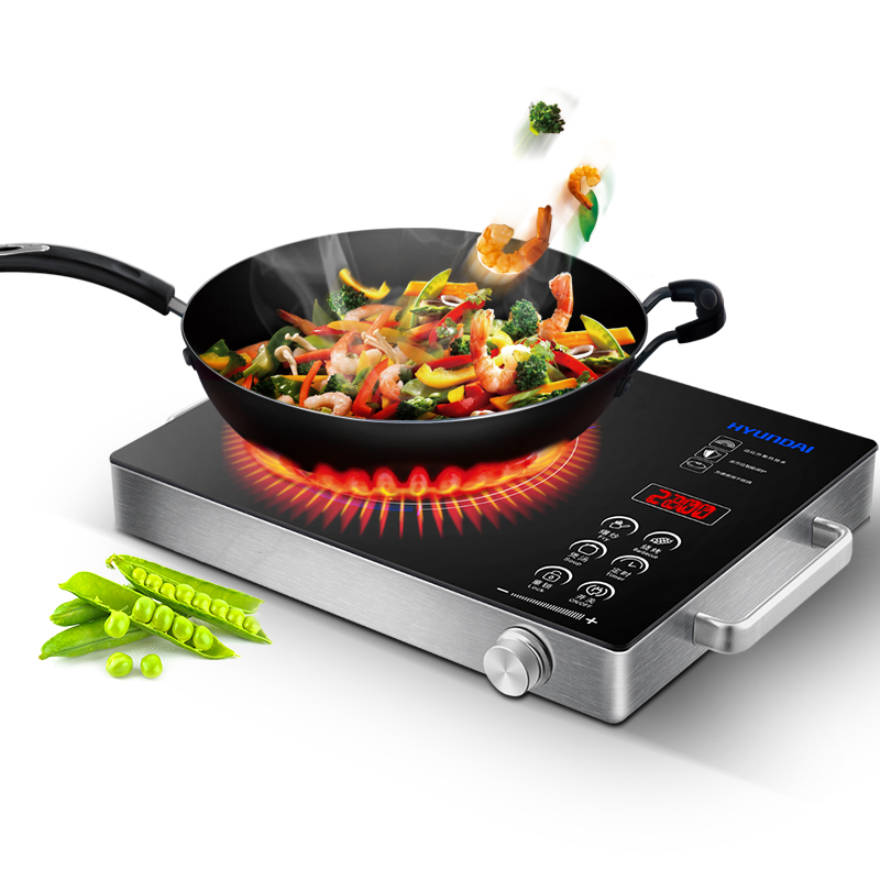 现代(HYUNDAI)电陶炉QC-DT20B 趋零辐射 不挑锅具 多段火力调节 煮茶炉