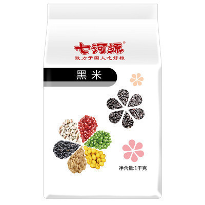七河源 黑米1kg (无添加 无染色 东北 五谷 杂粮 粗粮 粥米 真空装大米伴侣)