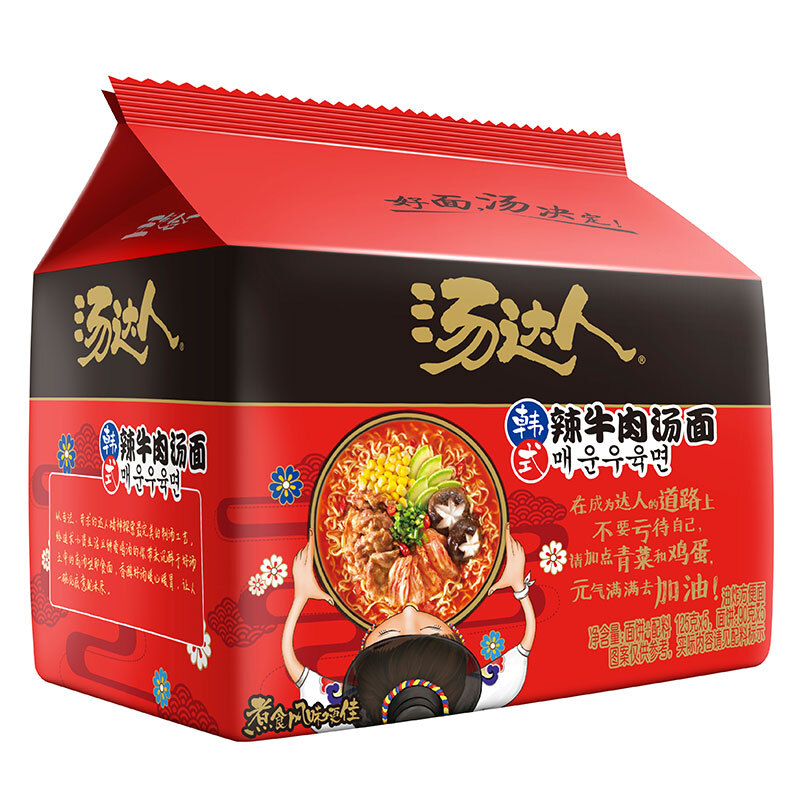 统一 汤达人 韩式辣牛肉汤面 125克*5包 5合一 南京大区有效期至2020.4.7 适当购买