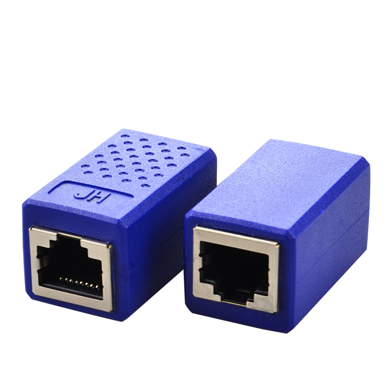 晶华 RJ45网线连接器 网线对接头连接头 5类6类7类网络连接线延长器 双通头直通头模块 蓝色S616