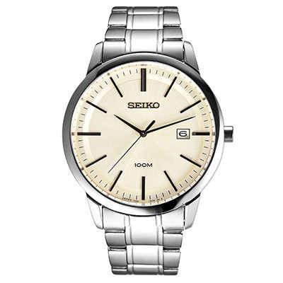 精工(SEIKO)手表 PAIR系列商务休闲钢带石英男表 SGEH07J1