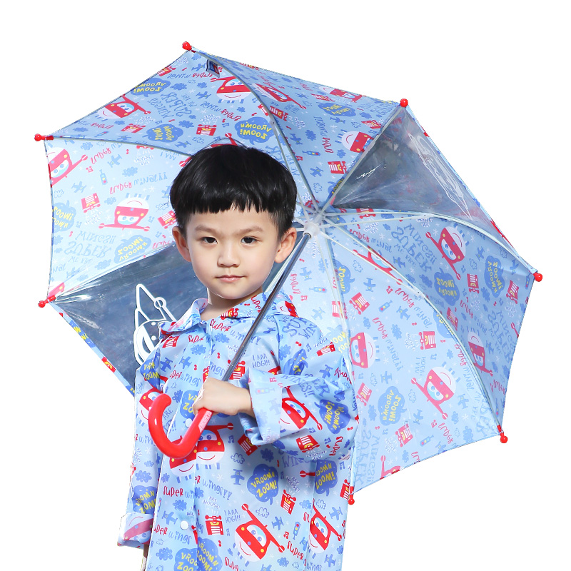 奥迪双钻(AULDEY)超级飞侠 儿童伞直杆雨伞 长柄伞男童女童 可爱卡通 蓝色-乐迪