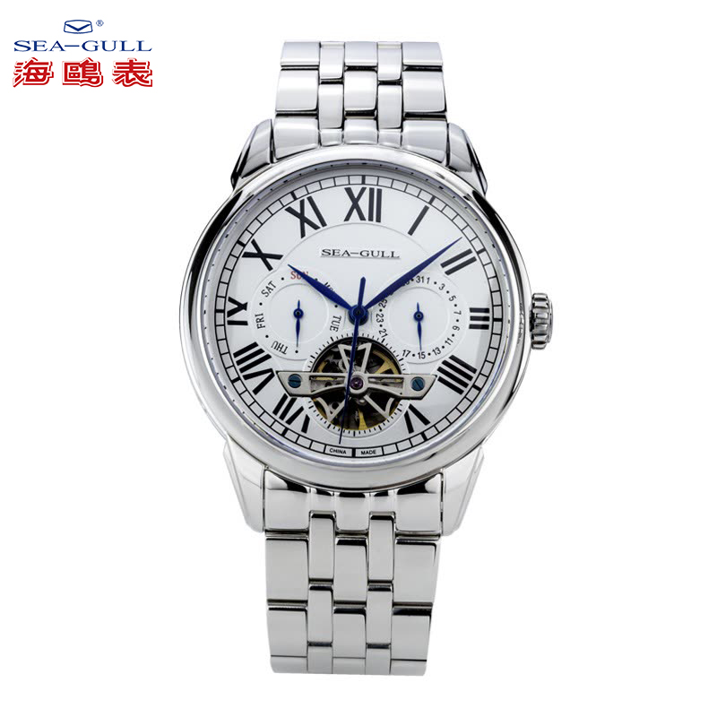 海鸥表(SEAGULL) 手表 飞轮男士商务休闲 自动机械男表 钢带 816.520