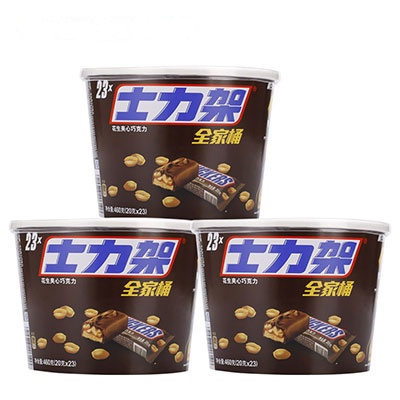 [苏宁超市]士力架花生夹心巧克力棒460g*3桶 全家桶碗装零食 休闲食品