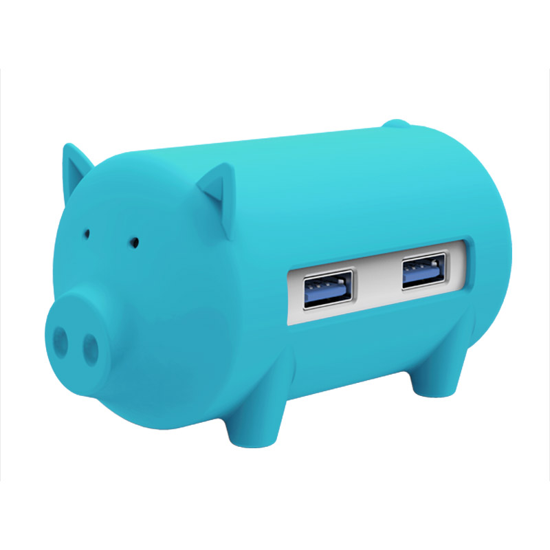 奥睿科（ORICO) H4018-U3 创意猪3口USB3.0分线器 笔记本电脑HUB桌面集线器 SD/TF读卡器