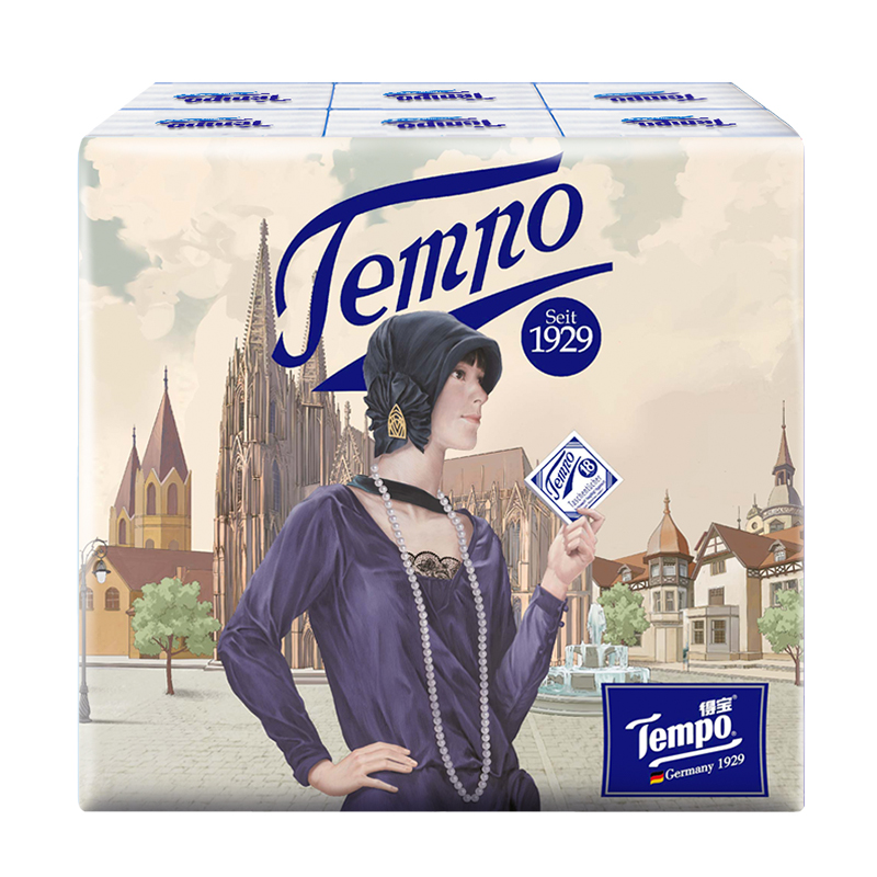 [苏宁易购超市]Tempo/得宝 复刻版手帕纸4层*12包