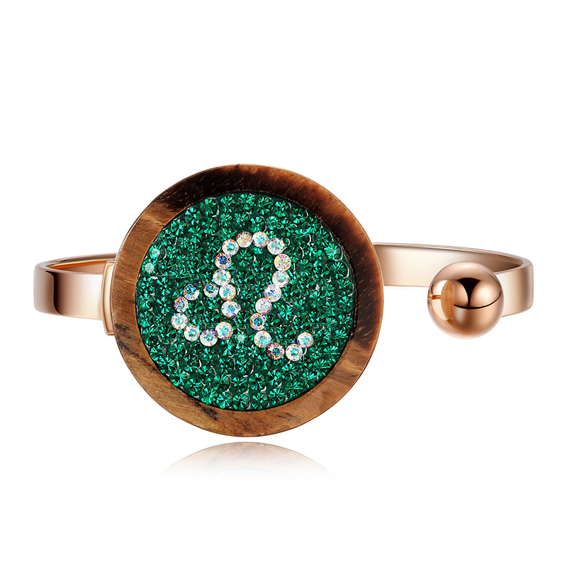 璨然智能珠宝手环 可刷公交卡925银镀玫瑰金色十二星座宝石手镯女