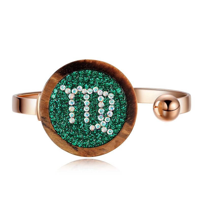 璨然智能珠宝手环 可刷公交卡925银镀玫瑰金色十二星座宝石手镯女