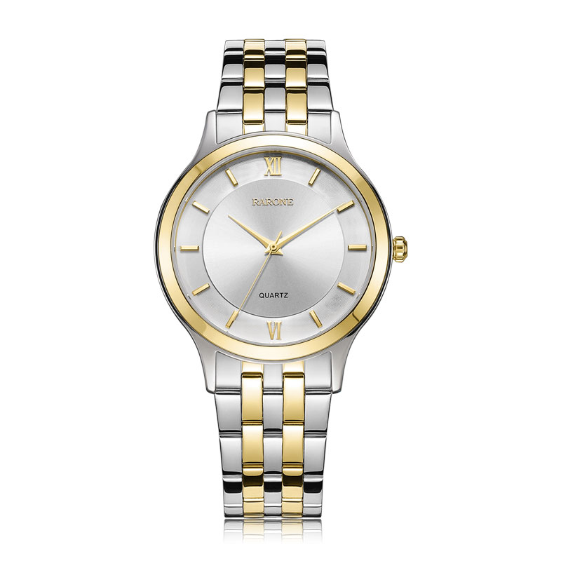 雷诺时尚间金钢带手表男士防水石英表休闲轻薄男表