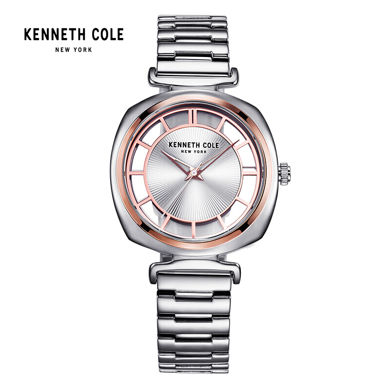 KennethCole新款手表女士钢带石英表时尚镂空透视女表防水时装表KC15108002