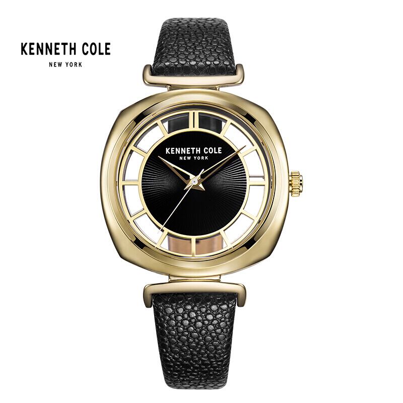 KennethCole新款手表女士皮带石英表时尚镂空透视女表防水时装表KC15108004
