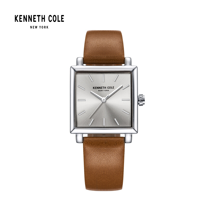 凯尼斯柯尔(Kenneth Cole) 皮革皮带 石英表 女 欧美品牌女士方形表盘防水时装女表KC10030823系列