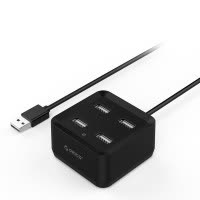奥睿科(ORICO)DH4U 4口USB2.0分线器高速扩展集线器 笔记本电脑一拖四HUB USB3.0向下兼容 黑色