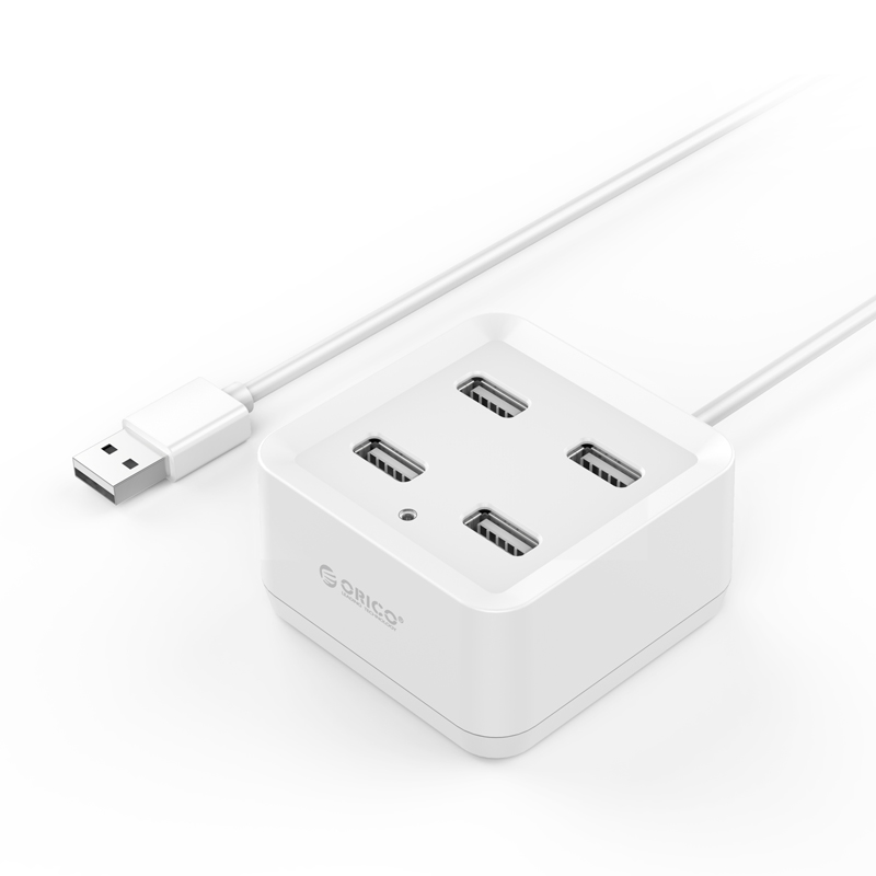 奥睿科(ORICO)DH4U 4口USB2.0分线器 高速扩展集线器 笔记本台式电脑转换器 USB3.0向下兼容 白色