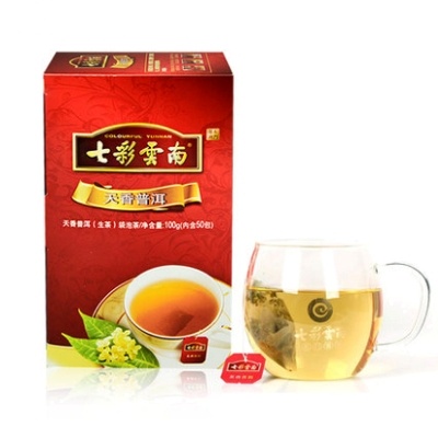 七彩云南 天香普洱 茶叶(生茶)袋泡茶 100g(内含50包)/盒