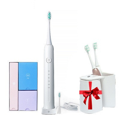 小荷 H9-OA 声波电动牙刷 杜邦毛 防水美白软毛 感应式充电 白色 智能 成人 儿童 送刷头牙线 38000转