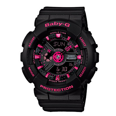 卡西欧(CASIO)手表 BABY-G系列双显街头风潮流树脂运动石英 女表 BA-111-1A