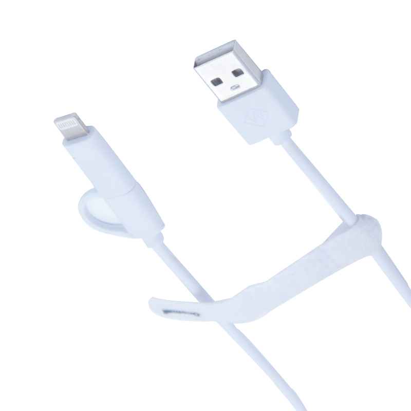 万茂 Onemall Micro转Lightning 二合一数据线 安卓/苹果多功能充电线 2A快充数据线 1米白色