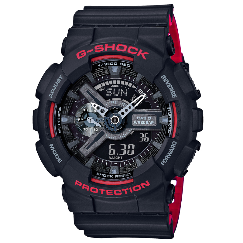 卡西欧(CASIO)手表 G-SHOCK系列动感时尚双显运动石英男表GA-110HR-1A