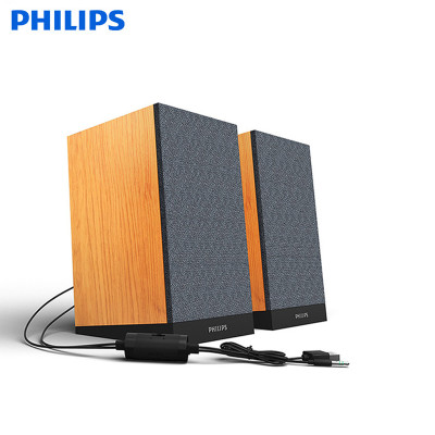 Philips/飞利浦 笔记本电脑小音箱低音炮音响家用重低音实木