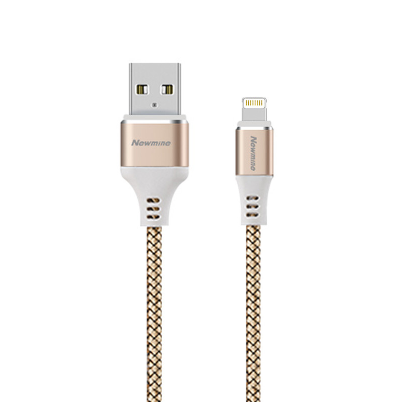 纽曼(Newmine)苹果连接线USB2.0 金色尼龙编织+高品质纯铜线芯 3A快充 苹果设备通用 长度1.0米