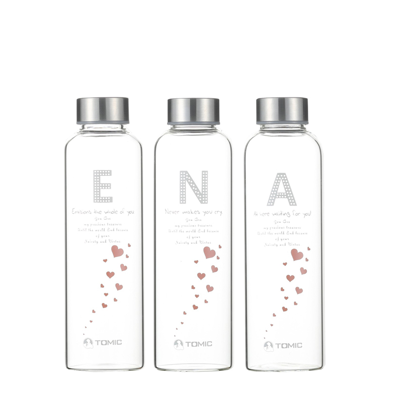 特美刻送杯套单层玻璃杯告白杯杯子茶杯水杯500mlA字母