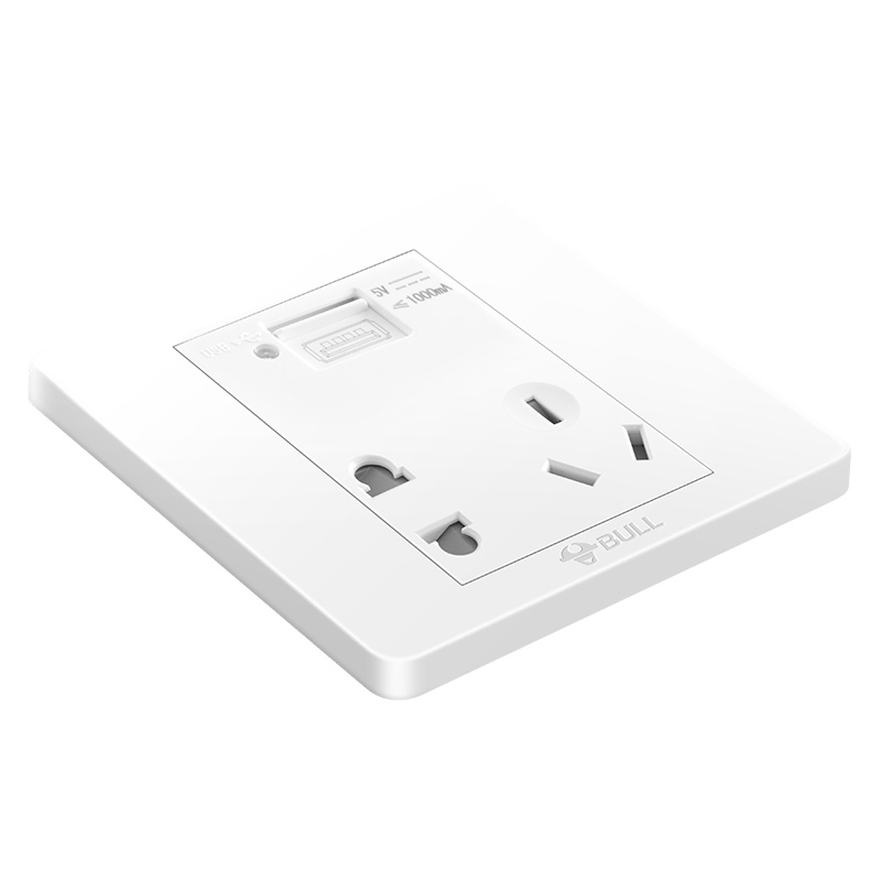 公牛(BULL) 开关插座 G07系列 五孔带USB接口插座 86型面板G07E335 白色