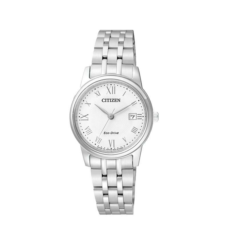 西铁城(CITIZEN)手表 光动能白盘不锈钢带休闲女表EW2310-59A
