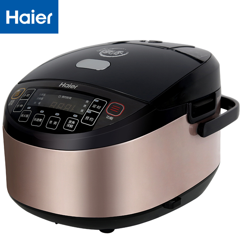 海尔(Haier)电饭煲HRC-FS4033 金属拉丝 4升 液晶显示 不粘涂层内胆 立体式加热 智能控制预约 电饭锅