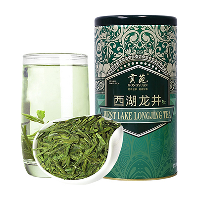 贡苑 茶叶 绿茶 西湖龙井梅家坞绿茶 200g/罐