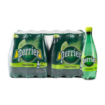 法国巴黎水Perrier含气矿泉水青柠味500ml*24瓶/箱