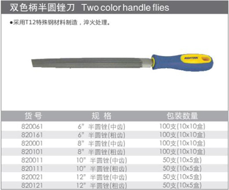 雷诺双色柄半圆锉刀820021 12寸(300mm)