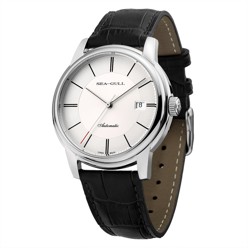 海鸥表(SEA-GULL)手表 经典复古单历 男士商务休闲钢带自动机械男表 D816.405黑带