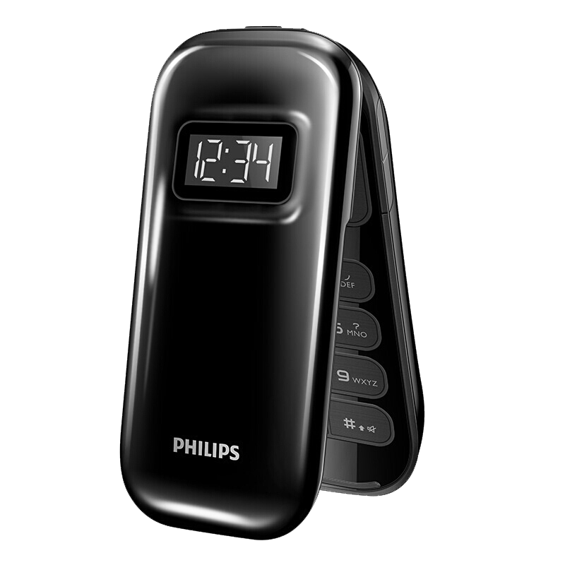 飞利浦(PHILIPS) E321 翻盖双屏 移动/联通2G老人机 双卡双待 超长待机老人手机 学生备用老年功能机 钢琴黑