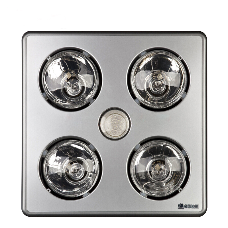 名族浴霸 多功能传统吊顶浴霸F460L四灯灯暖照明换气三合一浴霸 银色