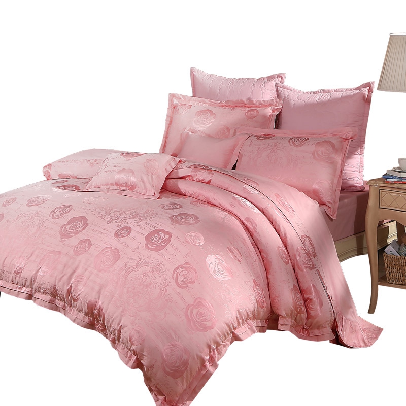 富安娜(FUANNA)家纺 婚庆红色床上用品1.8m床提花四件套纯棉床单结婚床品