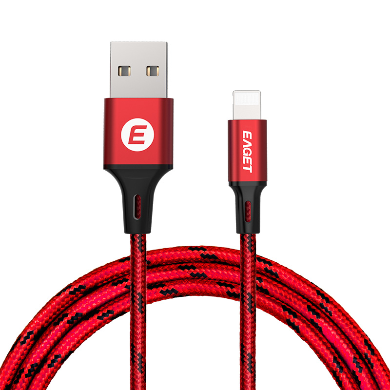 忆捷(EAGET)苹果/Iphone配件苹果数据线iPhone6手机7plus快充6s充电线1.2M编织红