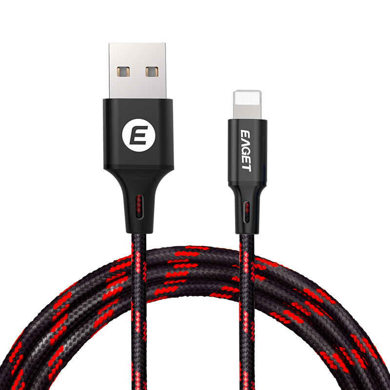 忆捷(EAGET)苹果/Iphone配件苹果数据线iPhone6手机7plus快充6s充电线1.2M编织黑