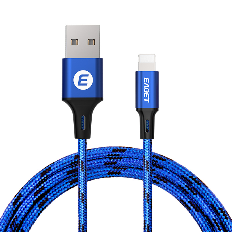 忆捷(EAGET)苹果/Iphone配件苹果数据线iPhone6手机7plus快充6s充电线1.2M编织蓝