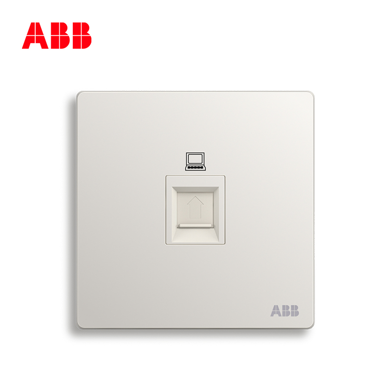 ABB开关插座 轩致无框 雅典白色 一位6类六类电脑网络插座AF333