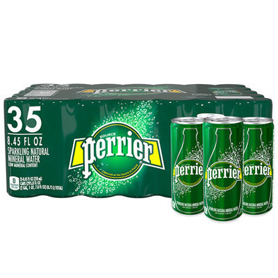 Perrier 巴黎水 含气天然矿泉水(原味) 罐装 250ML*35罐/箱装 总计8750ML 法国进口气泡水