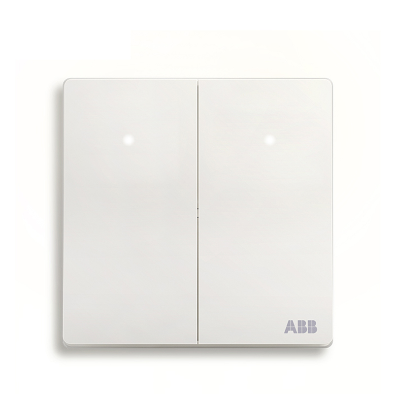 ABB开关插座 轩致无框 雅典白色二位双控带灯开关 16AXAF168