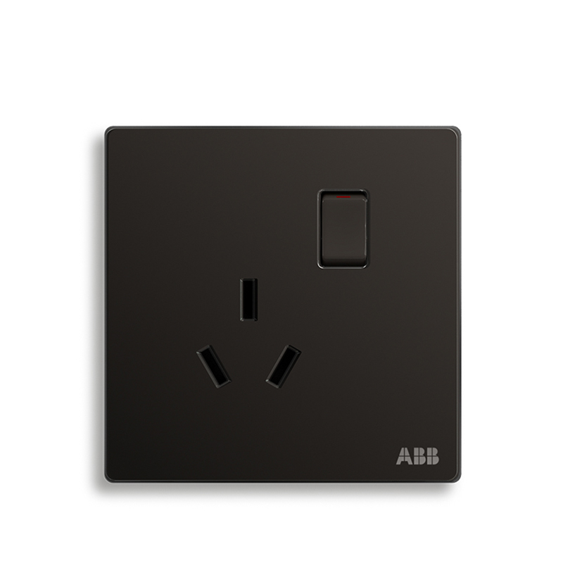 ABB开关插座 轩致无框一位中标带开关三孔插座16AAF228-885