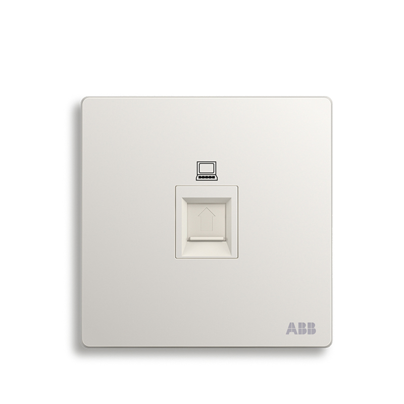ABB开关插座 轩致无框 雅典白色 一位单电脑网络信息插座AF331