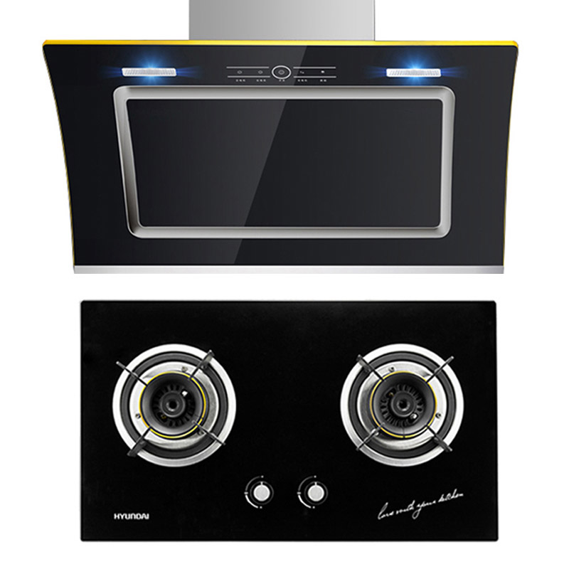 韩国现代(HYUNDAI)侧吸式抽油烟机燃气灶具烟灶套餐套装吸油烟机两件套 触控式 2733+700 18m³液化气