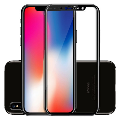 ESCASE苹果X/苹果10钢化膜/手机膜/贴膜 全屏 苹果iPhoneX玻璃膜全覆盖高清防爆防指纹手机贴膜 全屏系黑色