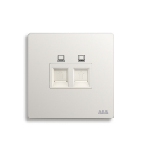 ABB开关插座 轩致无框雅典白色二位超5类电脑插座RJ45AF332