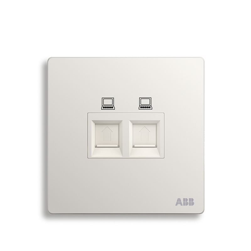 ABB开关插座 轩致无框雅典白色二位6类电脑插座RJ45AF329